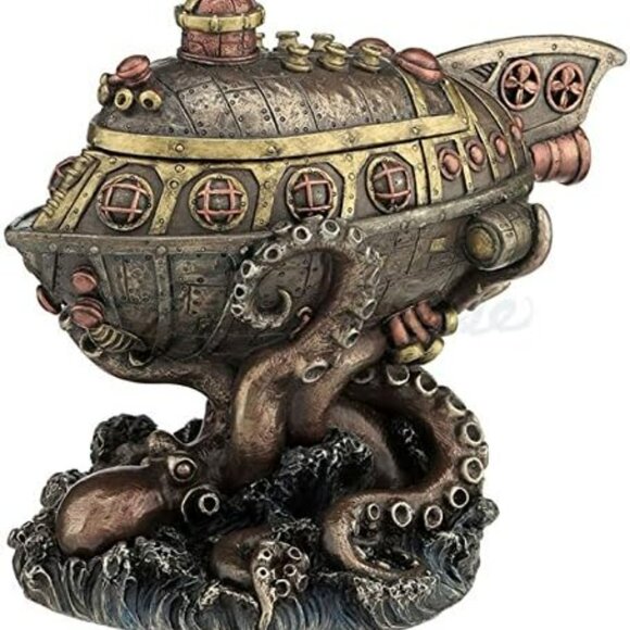 Steampunk SUBMARINE VS. OCTOPUS TRINKET BOX WU76857A4 NIB - Picture 1 of 7